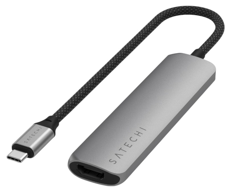 Хаб USB Satechi 4-in-1 USB-C Slim Multiport Adapter 4K Space Grey (ST-P4SM) - Фото 1
