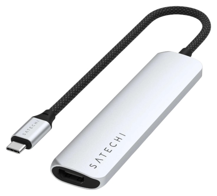 Хаб USB Satechi 6-in-1 USB-C Slim Multiport Adapter 4K Silver (ST-P6SS) - Фото 1