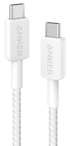 Кабель синхронизации данных Anker 322 USB-C to USB-C - 0.9m Nylon White (A81F5H21) - Фото 1