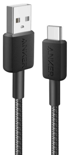 Кабель синхронизации данных Anker 322 USB-A to USB-C - 1.8m Nylon Black (A81H6G11) - Фото 1