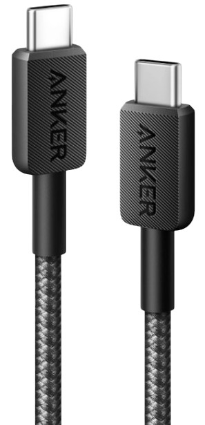 Кабель синхронизации данных Anker 322 USB-C to USB-C - 1.8m Nylon Black (A81F6G11) - Фото 1