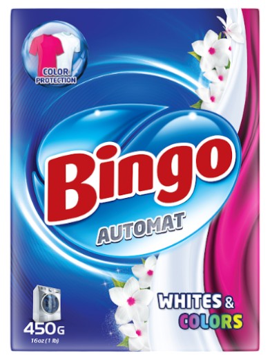 Стиральный порошок Bingo 450 г автомат 2в1 Whites&Colors Картон (8690536920020) - Фото 1