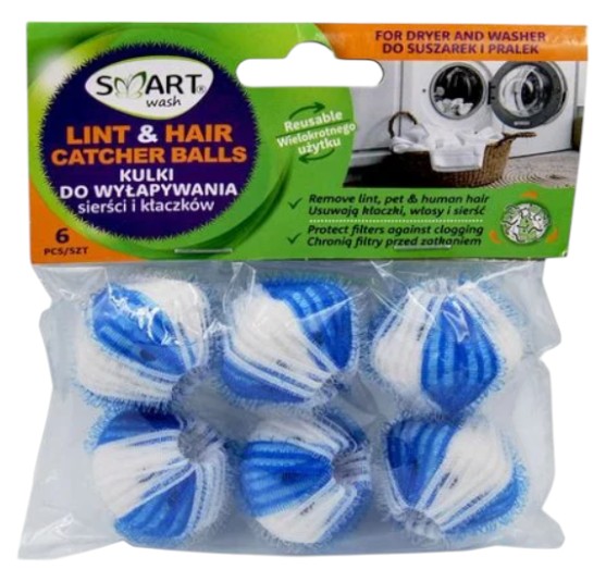 Мячики для стирки Smart Clean Smart Wash для сбора ворса и волос 6 шт. (SWBCLH6) - Фото 1