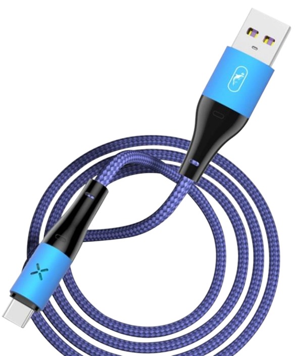 Кабель синхронизации данных SkyDolphin S49T LED Aluminium Alloy USB - USB Type-C (M/M) 1m Blue (SDUSB-000568) - Фото 1