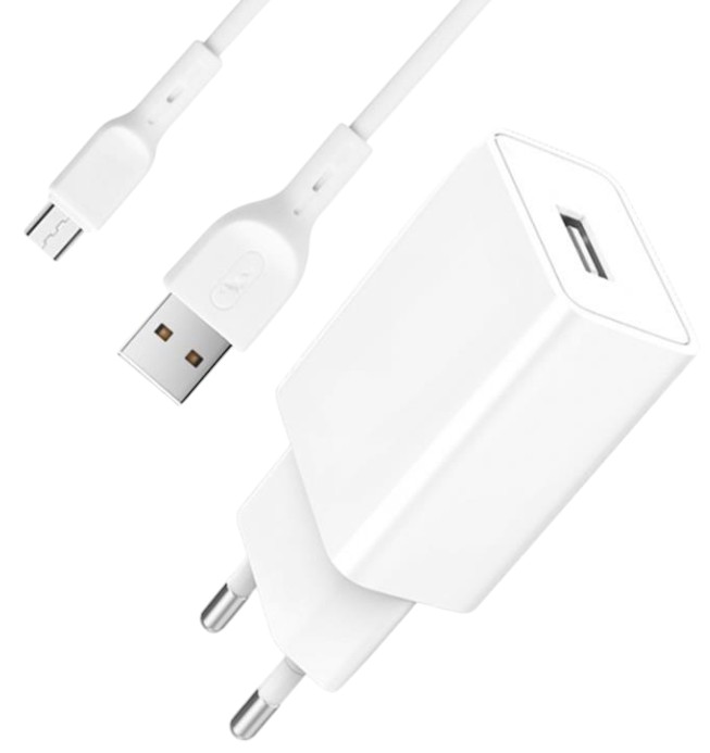 Сетевое зарядное устройство SkyDolphin SC36V (1USB, 2.4A) White (SDMZP-000118)+кабель microUSB - Фото 1