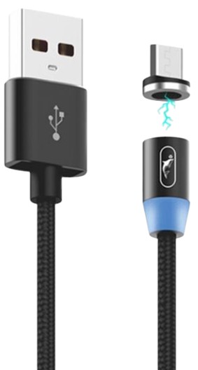 Кабель синхронизации данных SkyDolphin S59V Magnetic USB - мicro USB (M/M) 1m Black (SDUSB-000442) - Фото 1