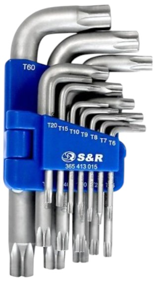 Набор шестигранных ключей S&R Cr-V Torx 6-60 15 шт. (365413015) - Фото 1