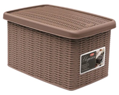 Корзина для белья Stefanplast 30032 с крышкой ELEGANCE коричневый 29x19x16 см - Фото 1