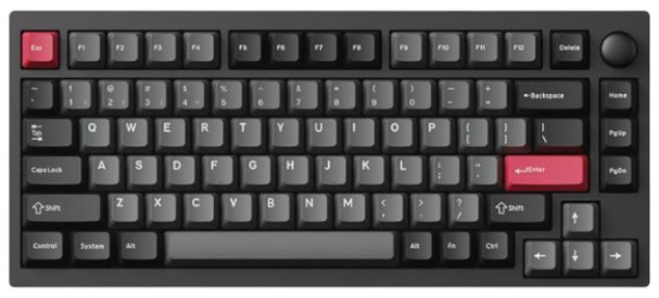 Клавиатура беспроводная Lemokey P1 Pro 84Key, Keychron Super Red, WL/BT/USB-A QMK/VIA, Hot-Swap, EN/UKR, RGB,  Knob, Carbon Black (P1P-M1-UA) - Фото 1