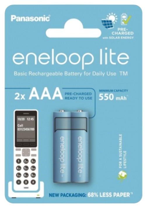 Аккумулятор тип AAA Panasonic Eneloop NI-MH  Lite AAA 550 мАг 2 шт. (BK-4LCCE/2DCP) - Фото 1