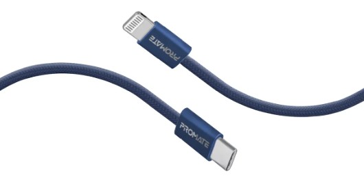 Кабель синхронизации данных Promate USB Type-C-Lightning (ecoline-ci120.navy) - Фото 1