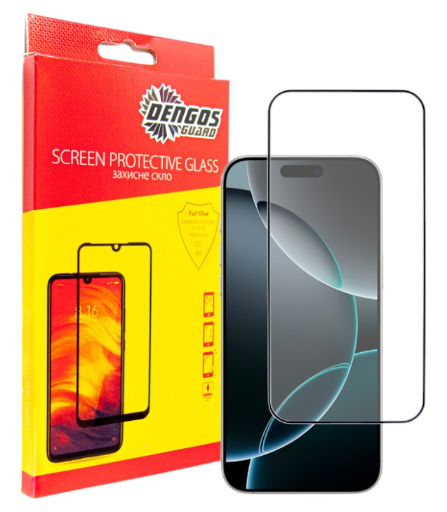 Защитное стекло для смартфона DENGOS for Apple iPhone 16 Pro Max Black Full Glue (TGFG-369) - Фото 1