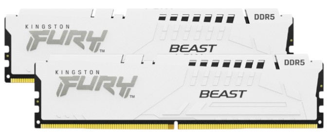 Память DDR Kingston 32Gb DDR5 6000MHz Fury Beast White 2x16 EXPO+XMP (KF560C36BWE2K2-32) - Фото 1