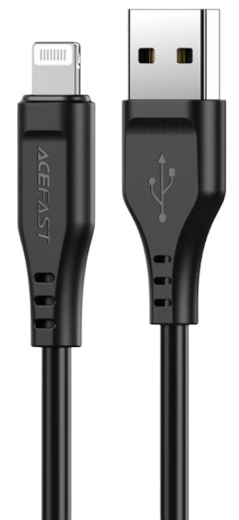 Кабель синхронизации данных AceFast USB 2.0 USB-A to Lighting, 1,2 м, 2,4A, TPE C3-02 Black (6974316280828) - Фото 1
