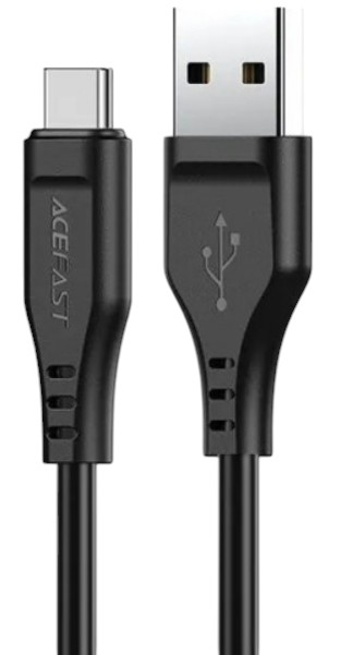 Кабель синхронізації даних AceFast USB 2.0 USB-A to USB-C, 1,2 м, 3.0A, TPE C3-04 Black (6974316280866) - Фото 1