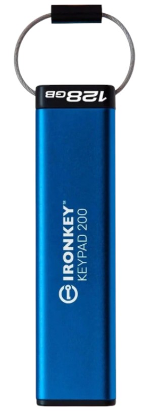 Флеш USB Kingston 3.2 128GB IronKey Keypad 200 Type-A Blue (IKKP200/128GB) - Фото 1