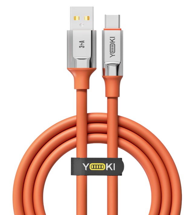 Кабель синхронизации данных YOKI ULTRA Type-C 3A 1.2m Orange (YK-UL61) - Фото 1