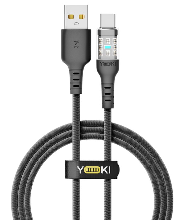 Кабель синхронизации данных YOKI CYBER Type-C 3A 1.2m Black (YK-CY23) - Фото 1
