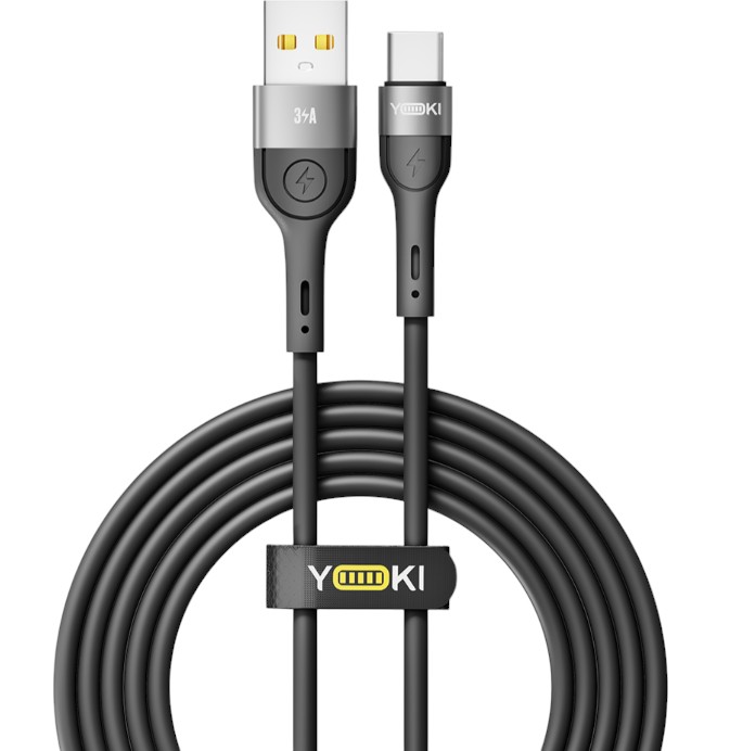 Кабель синхронизации данных YOKI EXTRA Type-C 3A 2m Black (YK-EX11) - Фото 1