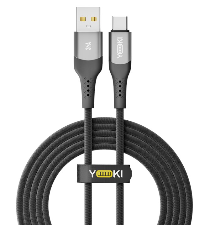 Кабель синхронизации данных YOKI SOLID Type-C 3A 2m Black (YK-SO15) - Фото 1