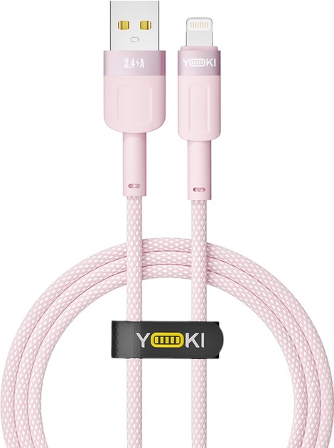 Кабель синхронизации данных YOKI STYLE Lightning 2.4A 1.2m Pink (YK-ST41) - Фото 1