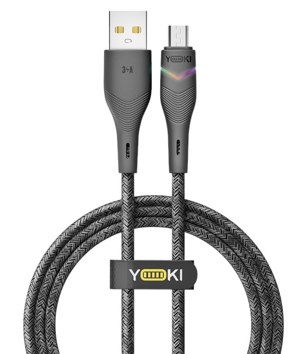 Кабель синхронизации данных YOKI RGB Micro 3A 1.2m Black (YK-RG24) - Фото 1