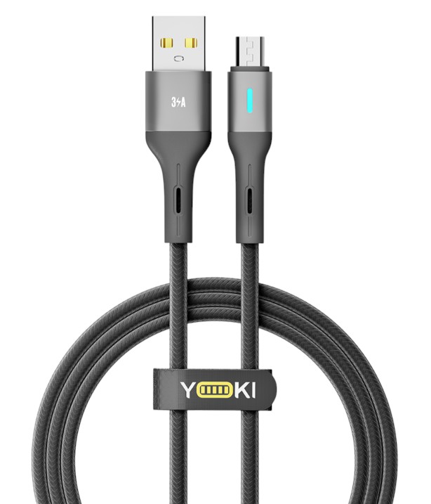 Кабель синхронизации данных YOKI LED Micro 3A 1.2m Black (YK-LE17) - Фото 1
