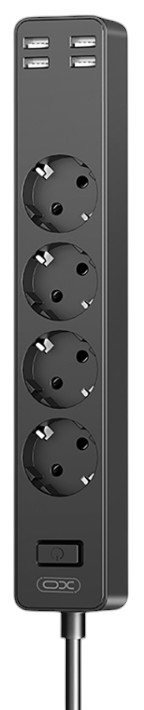 Сетевой фильтр XO WL10 4 розетки 4 USB 1.8 м Black (XO WL10.black) - Фото 1