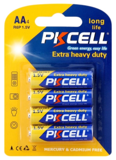 Батарейка тип AA PKCELL 1.5V AA/R6 4 шт. (PC/R6-4B) - Фото 1