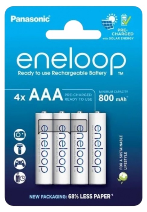 Аккумулятор тип AAA Panasonic Eneloop NI-MH AAA 800 мАг, 4 шт. (BK-4MCDE/4CP) - Фото 1