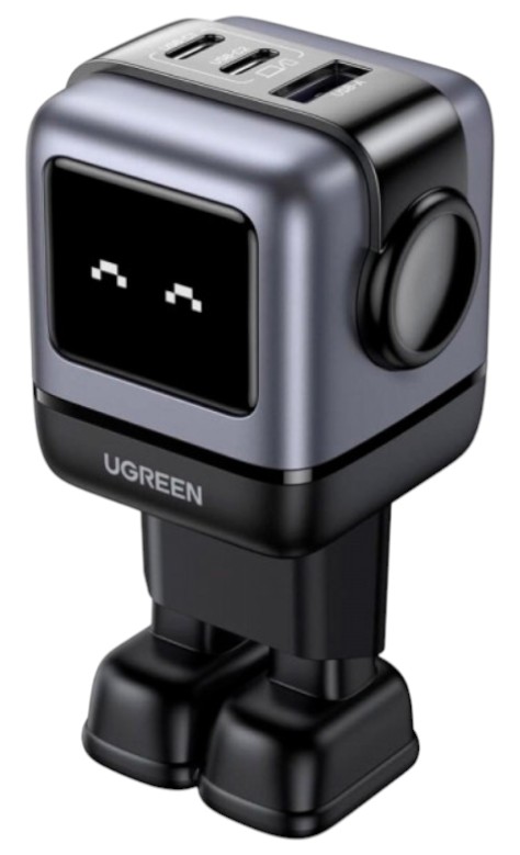 Сетевое зарядное устройство UGREEN CD361 3xUSB 65W 2xUSB-C+USB-A Gan Robot tech Fast Charger Gray (25685B) - Фото 1