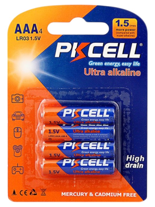 Батарейка тип AAA PKCELL AAA/HR3 4 шт. (PC/LR03-4B) - Фото 1