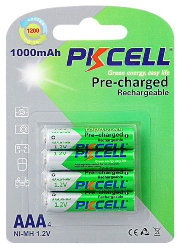 Аккумулятор тип AAA PKCELL 1000mAh 4 шт. (PC/AAA1000-4BA) - Фото 1
