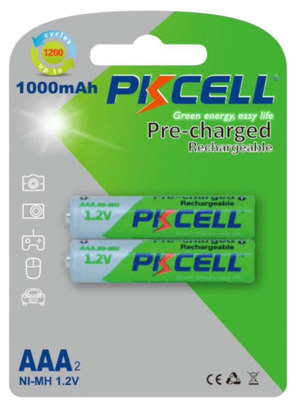 Аккумулятор тип AAA PKCELL 1000mAh 2 шт. (PC/AAA1000-2BA) - Фото 1