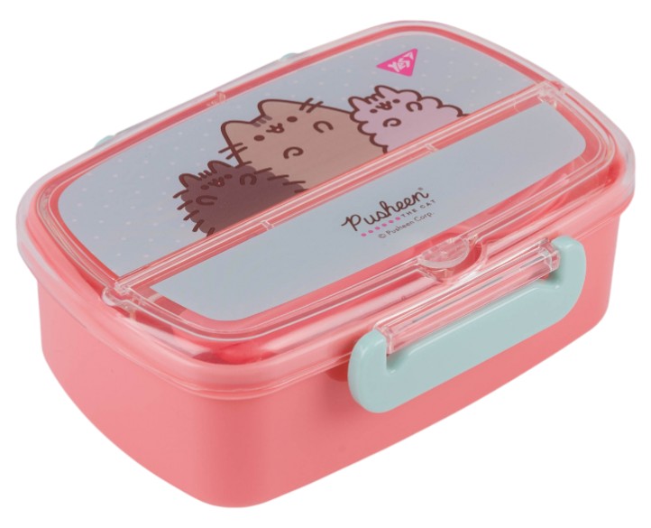 Ланч-бокс YES Pusheen 750 мл с принадлежностями розово-голубой (708371) - Фото 1
