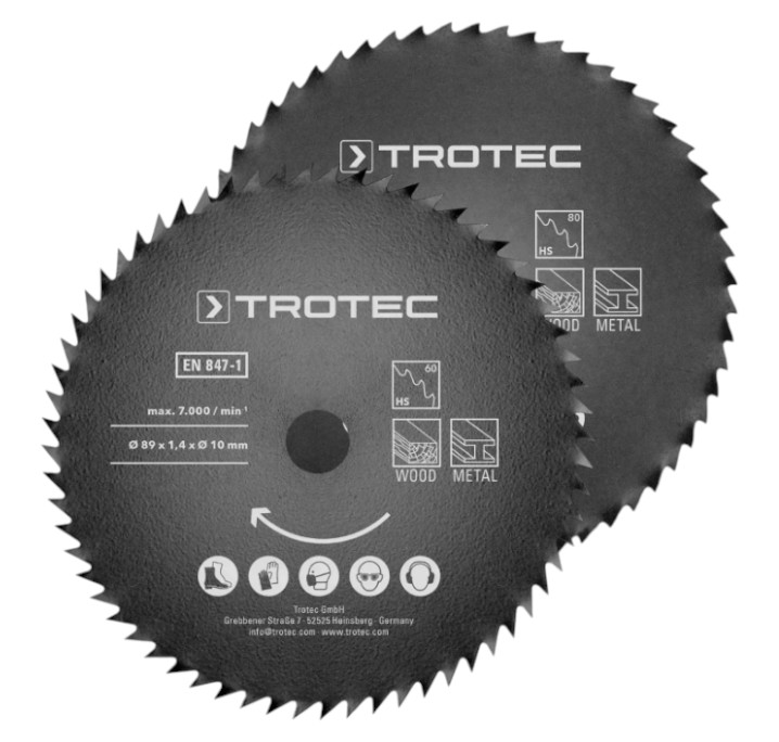 Круг отрезной по металлу Trotec HSS 89х10х1,4 HS60/HS80 Metal 2 шт. (6215001301) - Фото 1