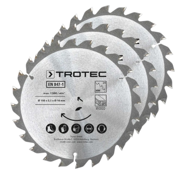 Круг отрезной по дереву Trotec 150х16х2,1 HW24 Wood 3 шт. (6215001320) - Фото 1