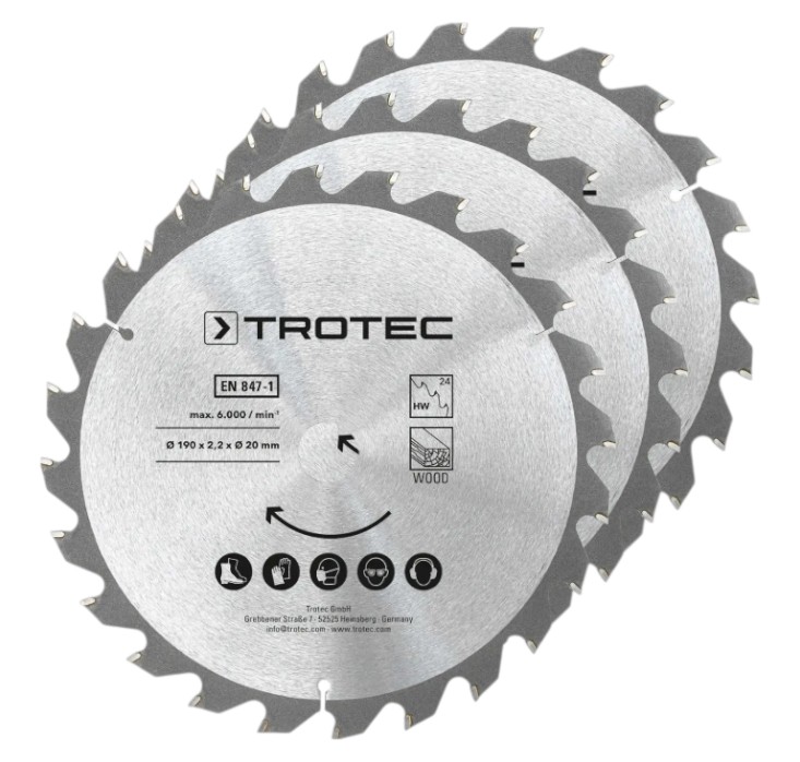 Круг отрезной по дереву Trotec 190х20х2,2 HW24 Wood 3 шт. (6215001330) - Фото 1