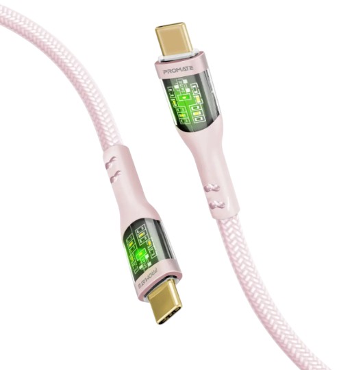 Кабель синхронизации данных Promate USB Type-C - USB Type-C (transline-cc.pink) - Фото 1