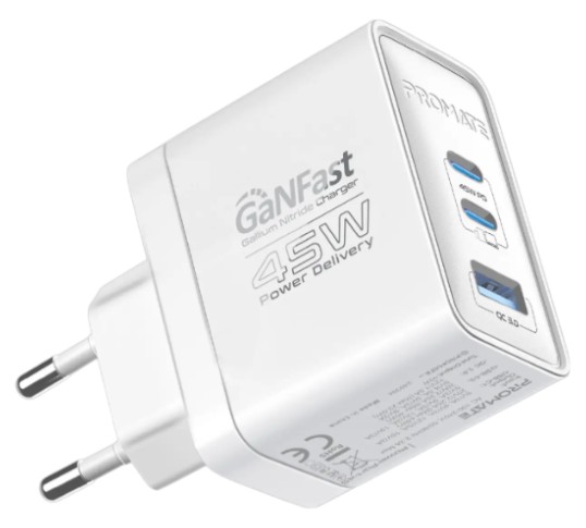 Сетевое зарядное устройство Promate powerport-45.white - Фото 1