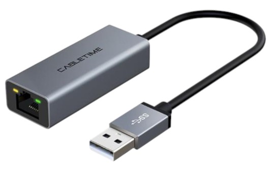 Переходник USB- RJ-45 Cabletime USB - Ethernet, 0.15m Space Grey (CB52G) - Фото 1