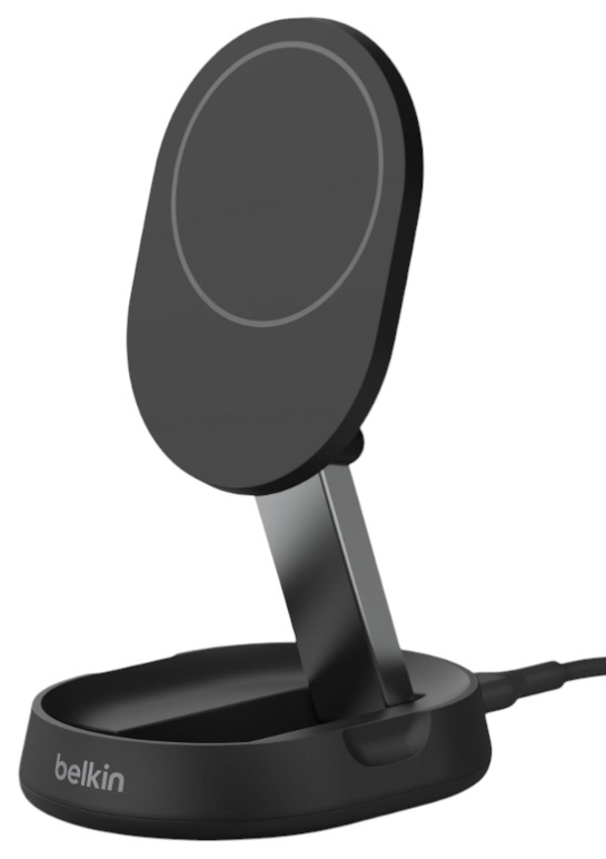Беспроводное зарядное устройство Belkin 15Вт Magnetic Stand Qi2, адаптер 20Вт USB-C Black (WIA008VFBK) - Фото 1