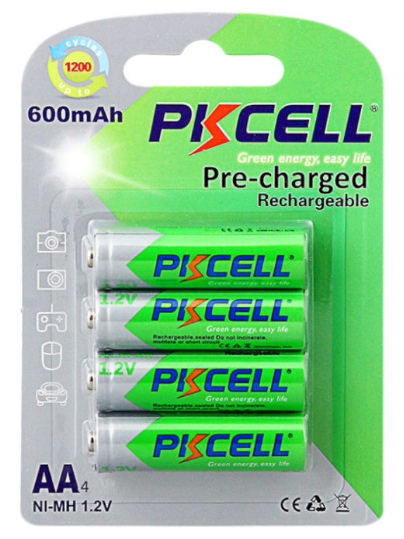 Аккумулятор тип AA PKCELL 600mAh 4 шт. (PC/AA600-4B) - Фото 1