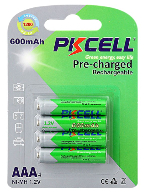 Аккумулятор тип AAA PKCELL 600mAh 4 шт. (PC/AAA600-4B) - Фото 1
