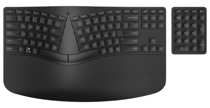 Клавиатура беспроводная HP 960 BLK Ergonomic split-zone, 112key, BT, EN/UK Black (7E755AA) - Фото 1