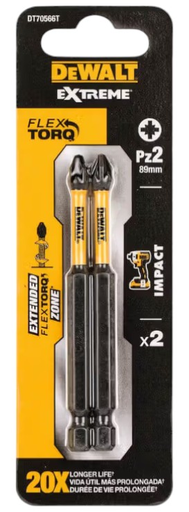 Набор бит для отвертки DeWALT IMPACT TORSION 2 шт. (DT70566T) - Фото 1