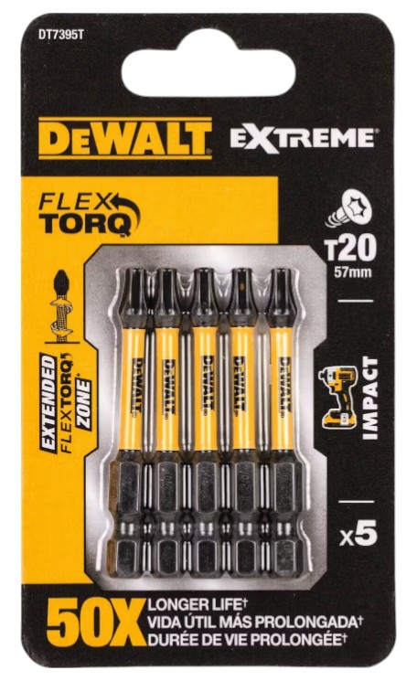 Набор бит для отвертки DeWALT IMPACT TORSION 5 шт. (DT7395T) - Фото 1
