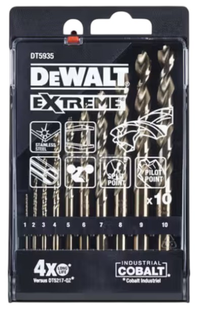 Набор сверл DeWALT EXTREME COBALT,HSS-Co 10 шт. (DT5935) - Фото 1