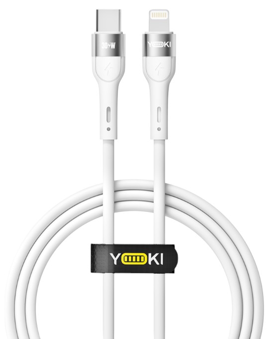 Кабель синхронизации данных YOKI EXTRA Type-C to Lightning 30W 1.2m White (YK-EX11) - Фото 1