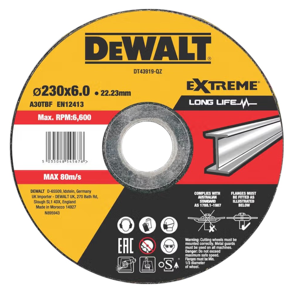 Круг отрезной по металлу DeWALT EXTREME 230х6.0х22.23 мм (DT43919) - Фото 1